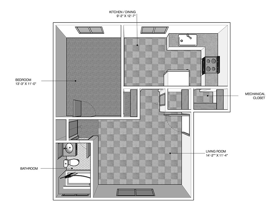 Nob Hill 1 bedroom Centennial floor plan