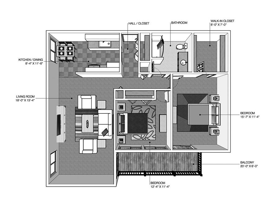 2BD River Drive Birch Floor plan