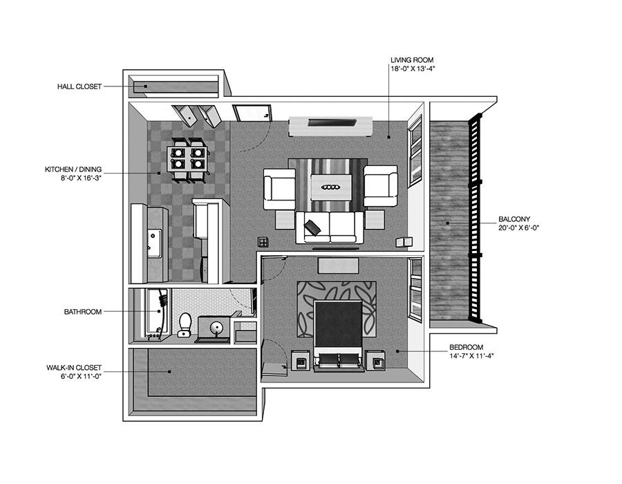 1BD River Drive Dogwood Floor plan