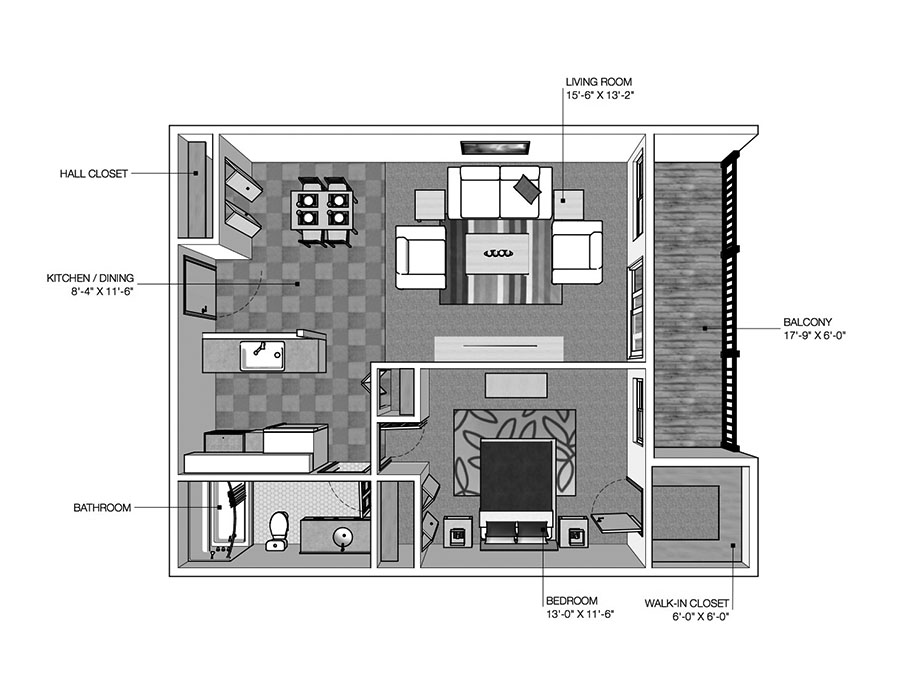 2BD River Drive Maple Floor plan